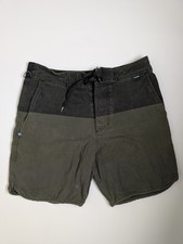 Hurley Men's Swim Board Shorts Size 36 Black Olive Ombre Drawstring Mesh Lined