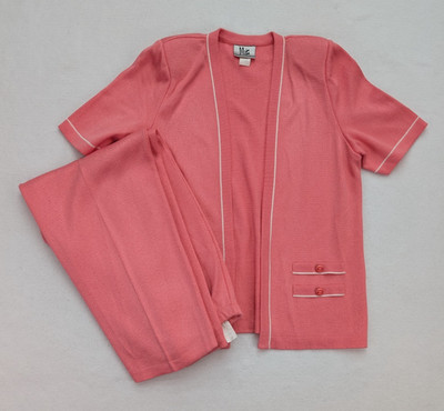 Mita Vintage Women's Knit Outfit Sweater Pants Set Size 16 Peach Pink Classic