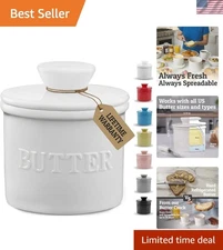 Butter Keeper Ceramic Butter Crock with Lid Keep Butter Fresh Spreadable Kitc...