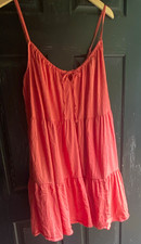 Old Navy Women’s Coral Solid Sundress Spaghetti Strap Scoop Neck Tie XL