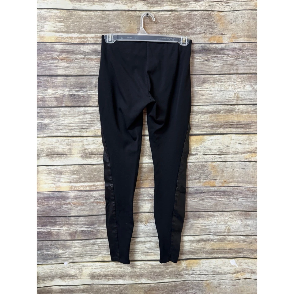 Leggings Jersey Theory Azray Techno Negro Cuero Borde P Pequeño Cordero Delgado Foto 3 de 4