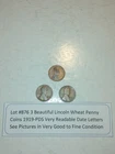 Lot #876 3 Beautiful Lincoln Wheats 1919-P 1919-D 1919-S VG-F-VF See Pictures