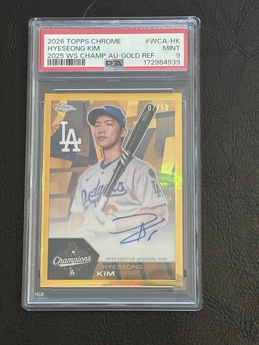 2026 Topps Chrome  Hyeseong Kim Auto Gold 7/50 World Series Champion PSA 9 🔥🔥
