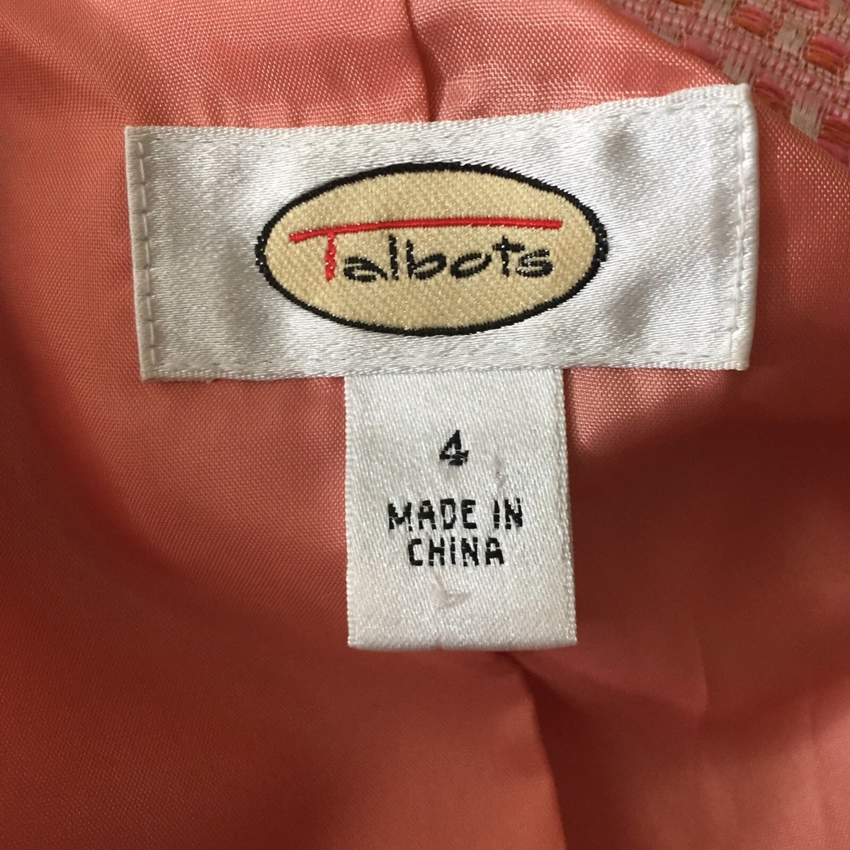 Blazer Talbots Femme 100% Coton - Taille 4P (petites) Rose - Neuf Avec étiquettes - Prix D'origine 129$