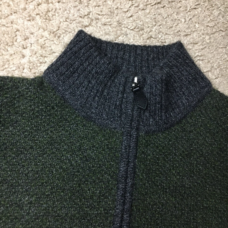 Suéter Pullover Saks Fifth Avenue 1/4 Cremallera Cachemira Cuello Simulado Grande Verde Foto 2 de 4