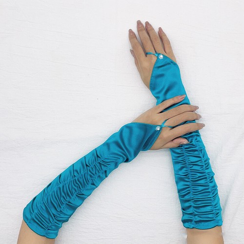 Hochzeits-Party-Handschuh Für Frauen Sexy Crinkle-Satin-Lange Fingerlose ∑ ⊿ - Bild 21 von 30