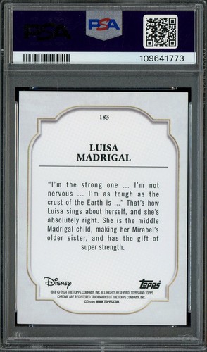 2024 Topps Chrome Disney #183 Luisa Madrigal Black & White Speckle #/101 PSA 10 - Picture 2 of 2