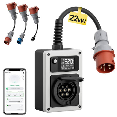 Mobile Wallbox 22kW 32A mit App Steuerung - Wallbox mit CEE Stecker, RFID WLAN