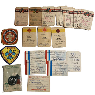 BSA Scout Patch Merit Card Lot Of 23 1950- 1982