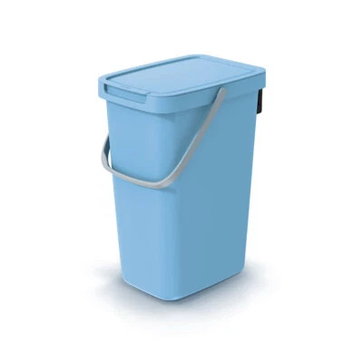 Poubelle Poubelle avec Couvercle 25L Recyclage Poubelle Plastique Bleu Systema - Photo 1/2