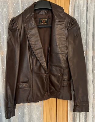 VINTAGE WOMENS AVANT GARDE LEATHER JACKET SIZE 10