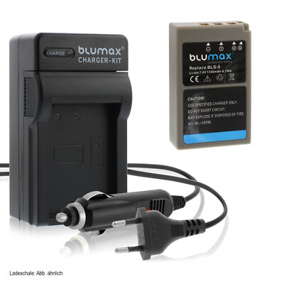 1x Akku + Lader für Olympus BLS-5  BLS-50   OM-D E-M10 Mark III 1100mAh