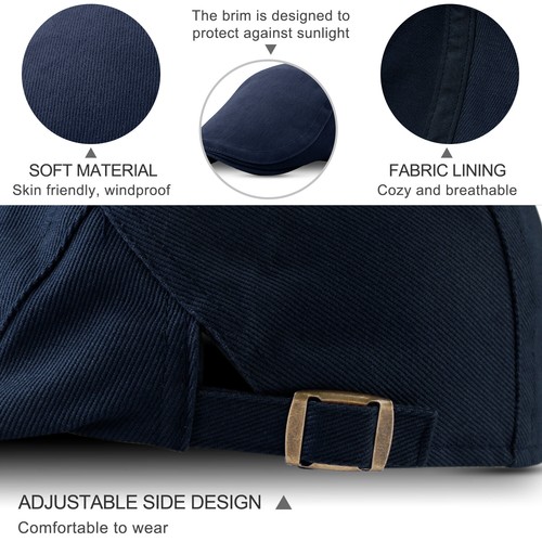 Adjustable Newsboy Hats for Men Flat Cap Mens Irish Cabbie Gatsby Tweed Ivy - Picture 35 of 63