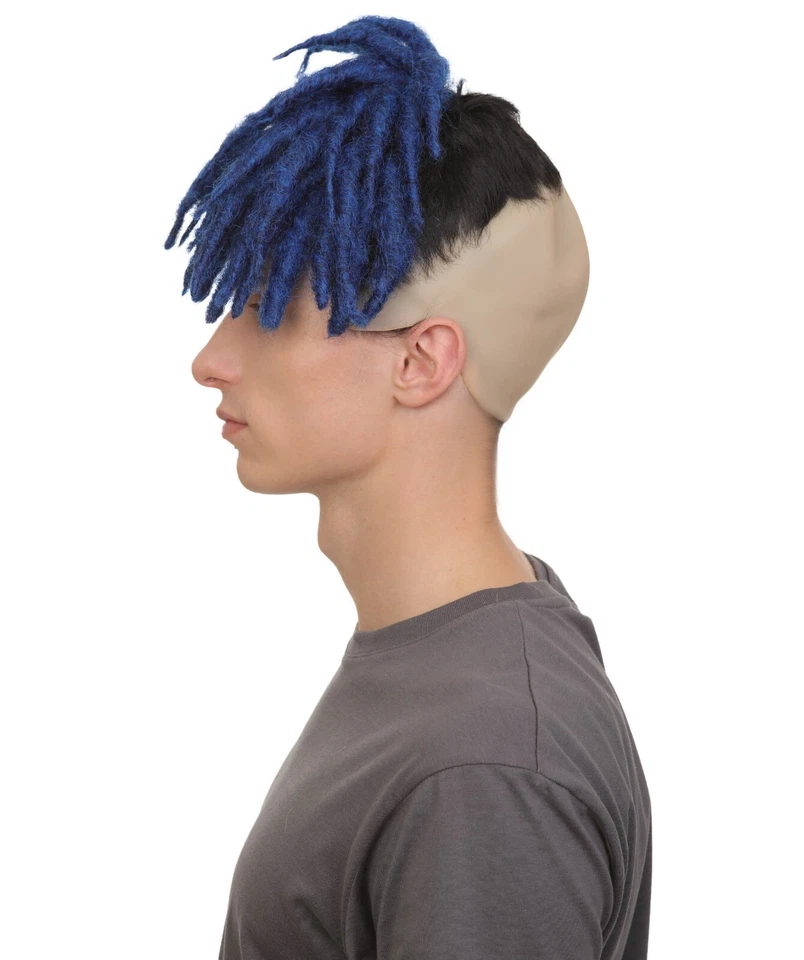 Peluca Updo Dreadlock azul oscuro rapero americano para hombre adulto, HM-1508 Foto 3 de 4