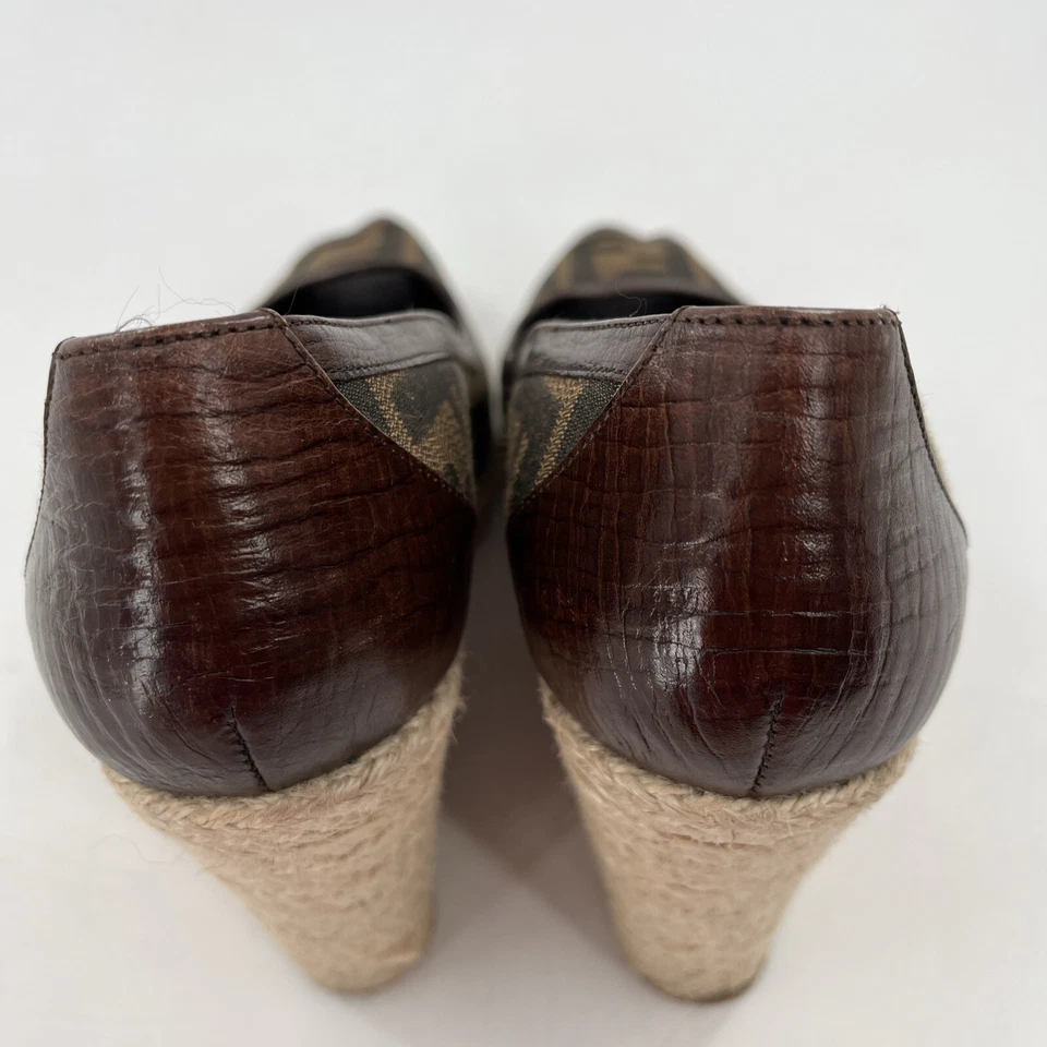 Alpargatas cuñas Fendi FF monograma lona zucca punta abierta talla 39,5 Foto 4 de 4