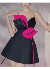 Women Floral Contrast Color Sexy Slip Short Party Evening Cocktail Short Dress