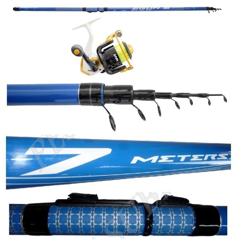 Kit Canna Bolognese 7Mt Carbonio + Mulinello + Filo Pesca Mare Fiume tp - Foto 4 di 4