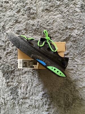 Nike Blazer Low x Off-White Black Electro Green Size 5M/6.5W SHIPS FAST