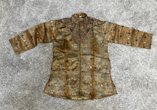 Golden Woven Silk Blend Boys Kurta