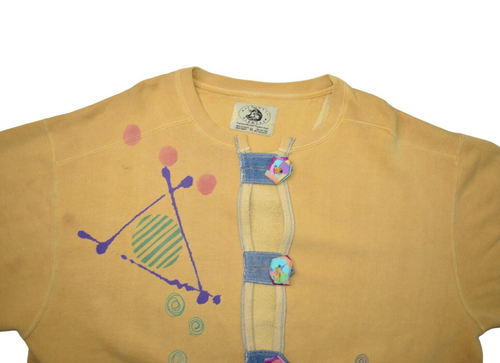 Vintage Upcycled Sweatshirt Womens XL Yellow Cardigan Hand Painted Art Teacher - Picture 7 of 10