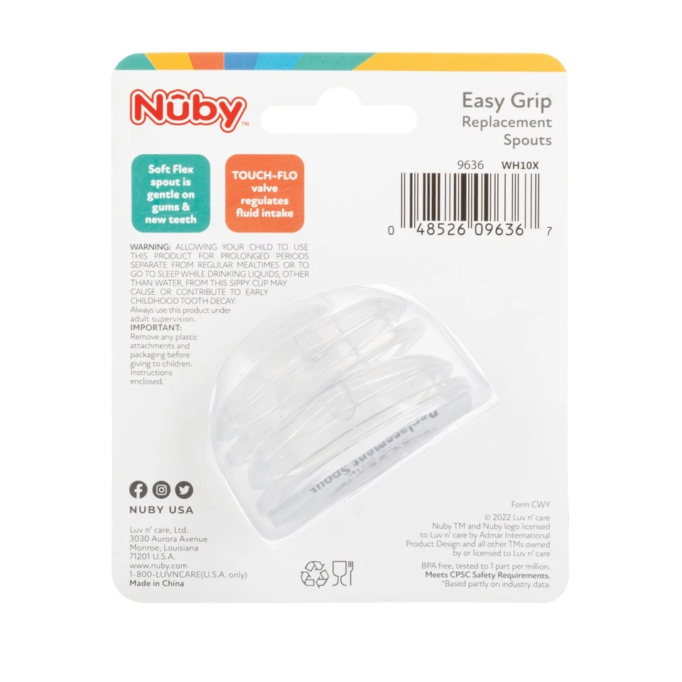 Paquete de 2 boquillas de silicona de repuesto Nuby para tazas Nuby seleccionadas Foto 2 de 4