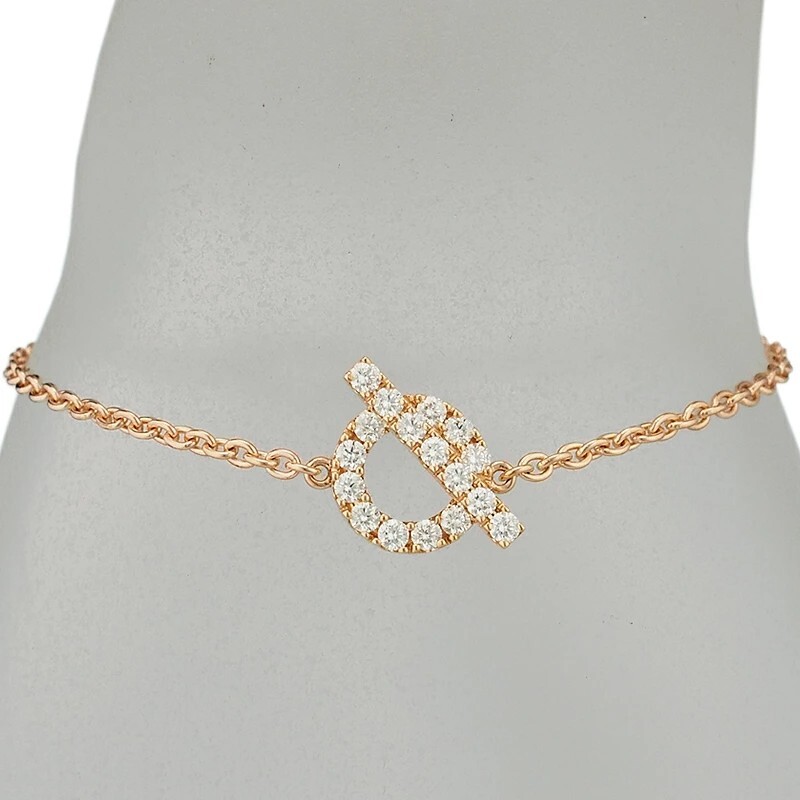 Hermes Finesse Diamond Bracelet in 18K Pink Gold with Case H219411B  