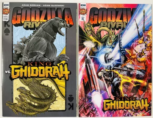LOT OF 2 GODZILLA RIVALS VS KING GHIDORAH 1-SHOT + 1:10 RI VARIANT IDW 2020 