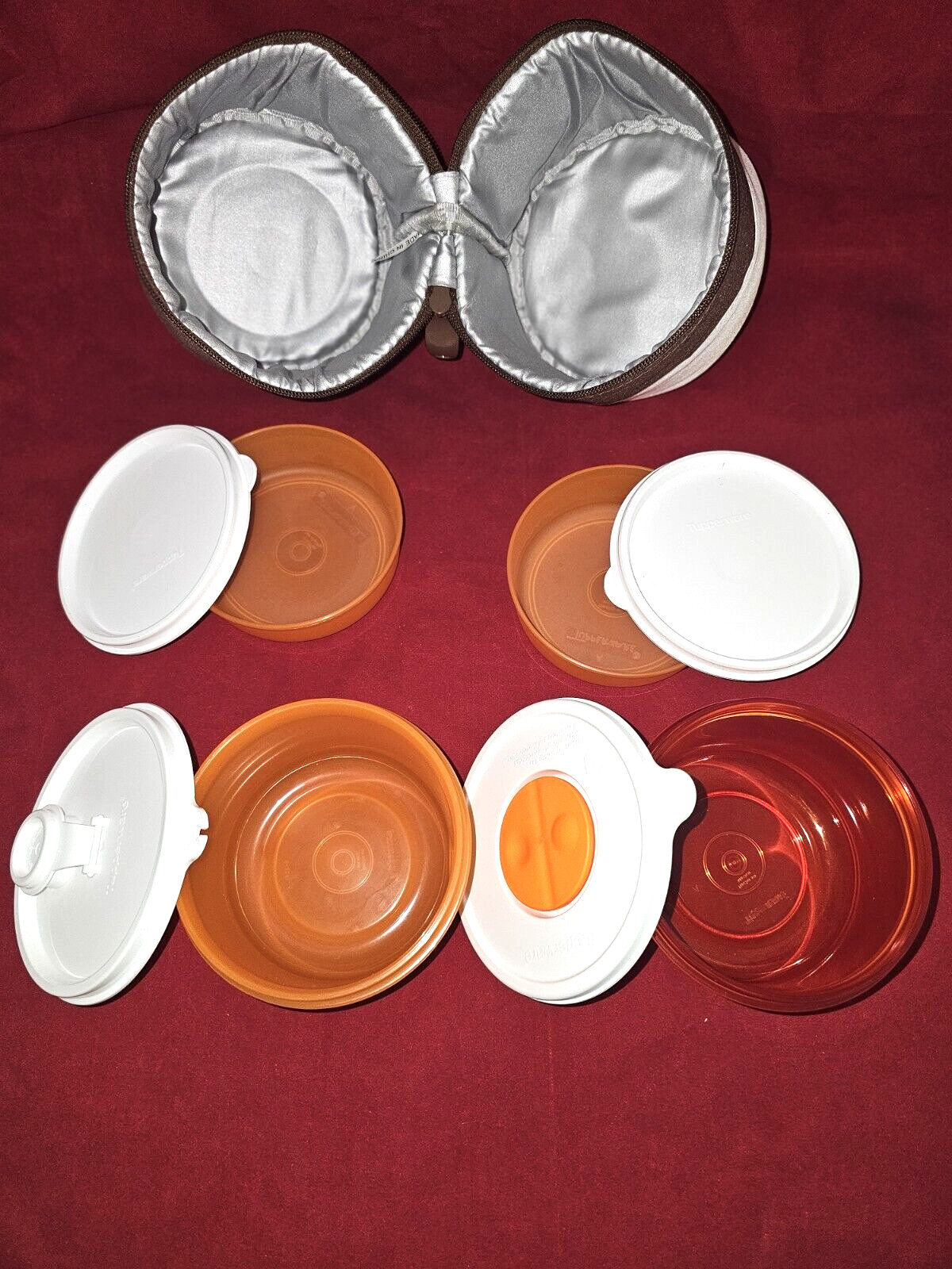 Bag Orange/white 4 Containers With Lids Euc!