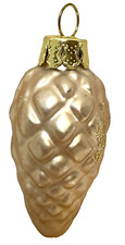 Vintage Mini Pinecone Blown Glass Christmas Ornament Tan 2 inches