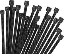 100 12" Heavy Duty Cable Zip Ties, 50Lb Tensile Strength, Black Nylon