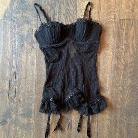 NWT Victoria's Secret Sexy Little Things 34B Black Lingerie~ NEW! Polka Dots