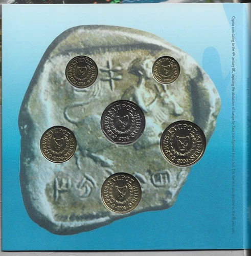 CYPRUS 2007 CENTRAL BANK OF CYPRUS CENT COINS OF CYPRUS LAST ISSUE OFFICIAL SET