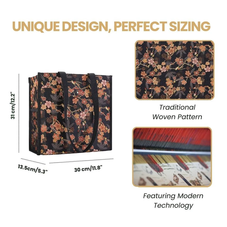 Signare Tapestry Shopping Bag Tote in Ume Sakura Floral Design - Image 3 of 4