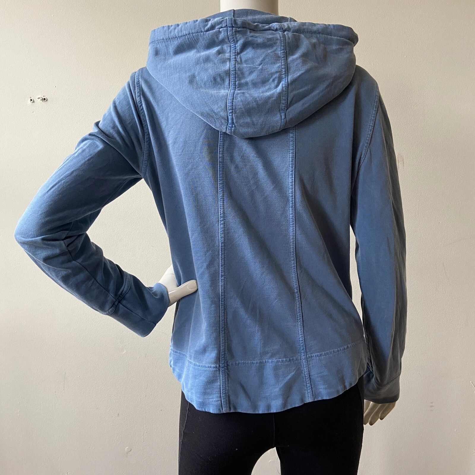 prana janelle hoodie french terry button front rib cuff jacket