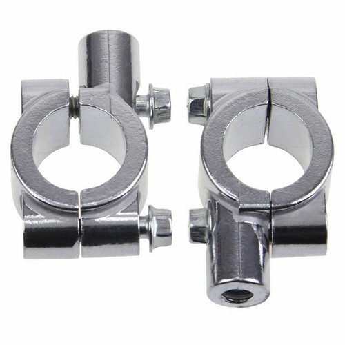 2X Universal Motorcycle Handlebar Mirror Mount Holder Clamp Adaptor 7/8" 10MM - Foto 4 di 11