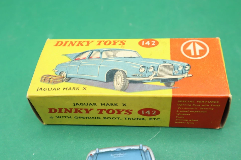 DINKY TOYS - 142- JAGUAR MARK X - OPENING BOOT, TRUNK ETC. SCATOLA ORIGINALE 1/4 - Immagine 2 di 4