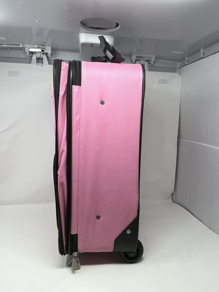 Juego de equipaje vertical lado blando Rockland Fashion asas telescópicas rosa 2 piezas ¡EXCELENTE ESTADO USADO! Foto 2 de 4