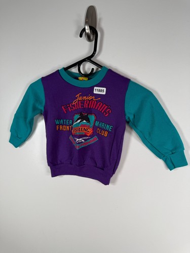 Vtg Kids Connection Kids Unisex Marlin Fishing Sweatshirt Purple Sz 3T 12.5x13.5 - Picture 2 of 10