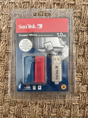 RARE SanDisk Cruzer Micro 1 GB USB Flash Drive with Skins SDCZ4-1024-A10