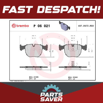 Brake Pads Set fits BMW X5 E53 3.0 Front 00 to 06 Brembo 34111163227 34111163307