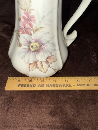 VINTAGE Hand Painted 12” Tall Ceramic Coffee Pot/ Gold Trim Lid Marked Mary ‘81 - Picture 19 of 19