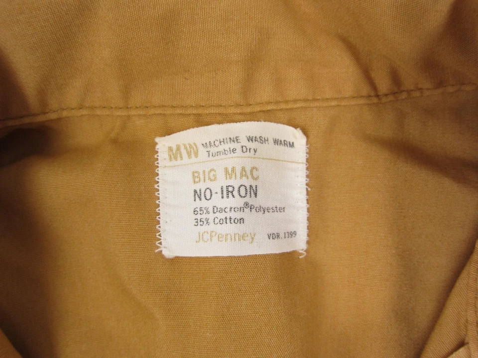 True Vintage Big Mac Shirt Adult Large 42 Gold JC Penney Mens Disco Leisure - Image 3 of 4