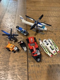 Vintage LEGO Vehicle Lot City 7741 World Racers 8897 Agents 8632 Boats Cars