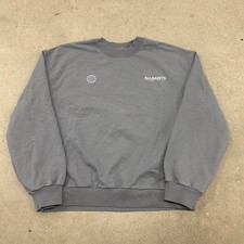 AllSaints Emblem Crew Neck Cotton Sweatshirt Mens Large Gray Graphic Print Logo