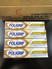 Super Poligrip Extra Care Denture Adhesive Cream Zinc Free 4 Pack 2.2 Oz