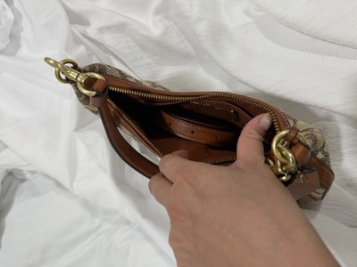 Coach Juliet 25 Brown Logo Pattern Shoulder Bag Gold Chain