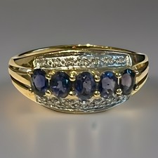 9ct Gold Tanzanite & Diamond Ring 2.66g Vintage QVC 2009 Hallmarked 9.375 Size Q