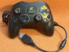 Official Microsoft XBox Original S-Type Controller Wired Black W/ Breakaway