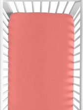 Waverly Baby Cotton Fitted Crib Sheet Coral Color Trend Labs