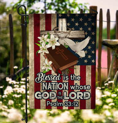 Blessed Is The Nation Whose God Is The Lord Christian Outdoor Indoor Garden Flag